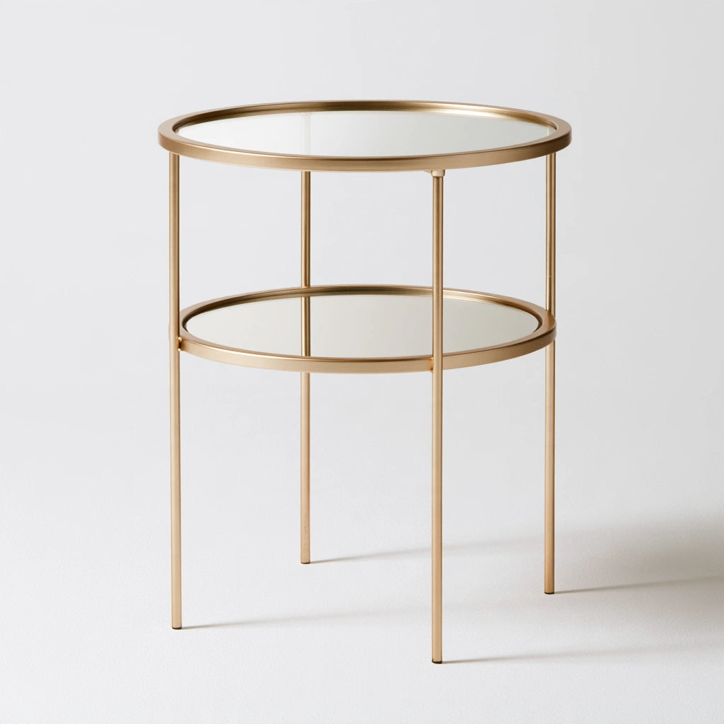 Table d'appoint aux lignes épurées à deux niveaux, coloris gris
