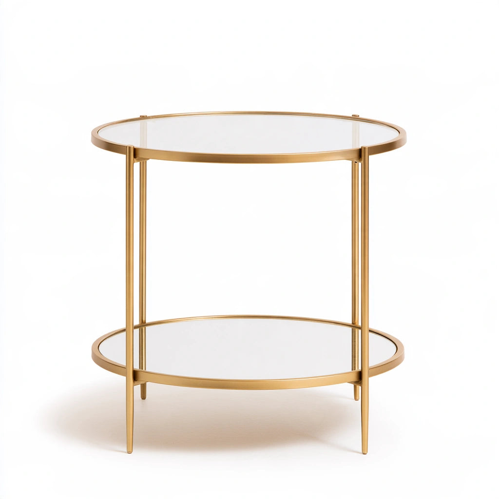 Table d'appoint aux lignes épurées à deux niveaux, coloris gris