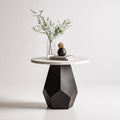 Table d'appoint à finition effet marbre, coloris noir et blanc